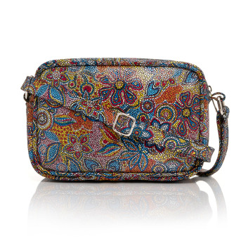 SKÓRZANA TOREBKA DAMSKA LISTONOSZKA PAOLO PERUZZI W KWIATY Z-44-O