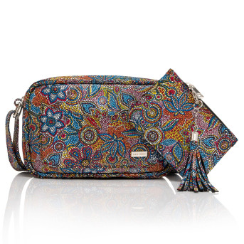 SKÓRZANA TOREBKA DAMSKA LISTONOSZKA PAOLO PERUZZI W KWIATY Z-44-O