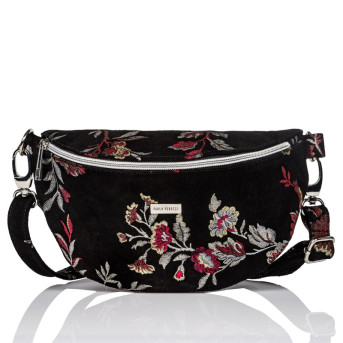 SASZETKA NERKA DAMSKA SKÓRZANA W KWIATY Z-15-S