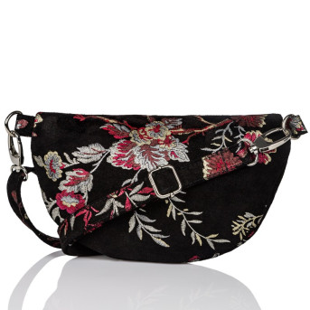 SASZETKA NERKA DAMSKA SKÓRZANA W KWIATY Z-15-S