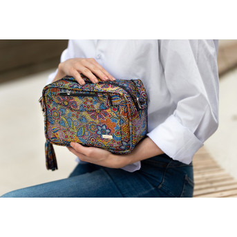 SKÓRZANA TOREBKA DAMSKA LISTONOSZKA PAOLO PERUZZI W KWIATY Z-44-O