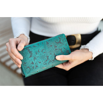 CZARNY PORTFEL DAMSKI PAOLO PERUZZI NA SUWAK KWIATY T-08-GR