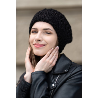 WEŁNIANA CZAPKA ZIMOWA DAMSKA PAOLO PERUZZI A-02-BL