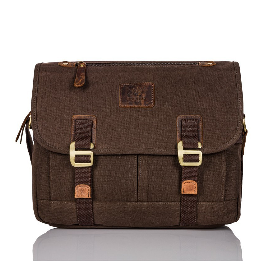 ZESTAW MĘSKI TORBA MĘSKA VINTAGE I PORTFEL SKÓRZANY PAOLO PERUZZI ZUP-18-BR