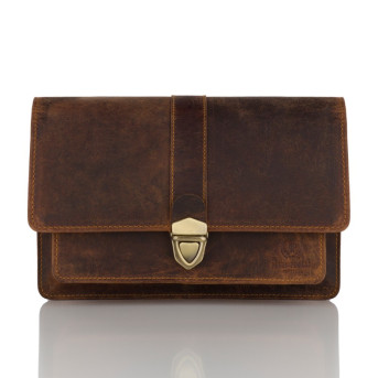 VINTAGE SASZETKA MĘSKA DO RĘKI SKÓRZANA PAOLO PERUZZI T-21-HBR