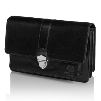 CZARNA SASZETKA MĘSKA DO RĘKI ZE SKÓRY PAOLO PERUZZI T-21-BL