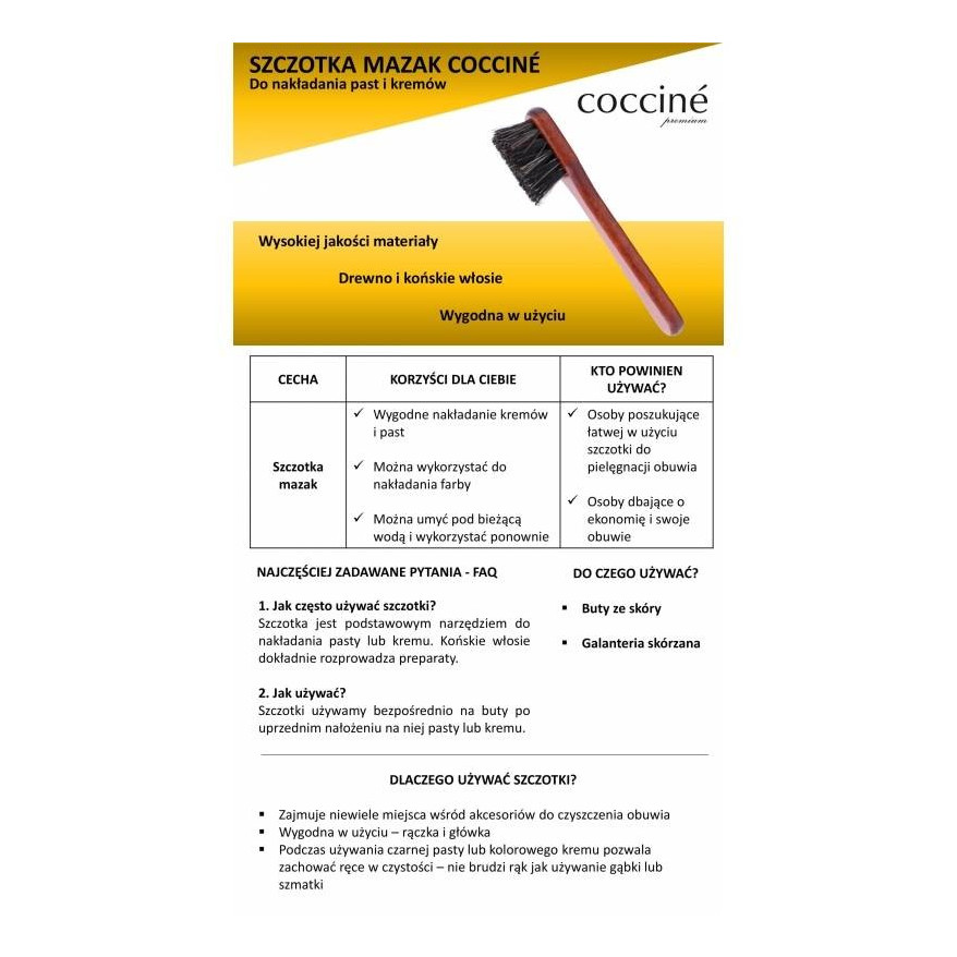 COCCINE SZCZOTKA MAZAK DO NAKŁADANIA KREMÓW I CZYSZCZENIA SKÓRY 10309
