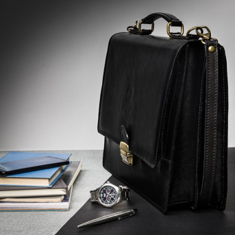 SKÓRZANA KLASYCZNA AKTÓWKA TECZKA MĘSKA PAOLO PERUZZI N01-BL