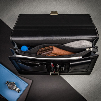 SKÓRZANA KLASYCZNA AKTÓWKA TECZKA MĘSKA PAOLO PERUZZI N01-BL