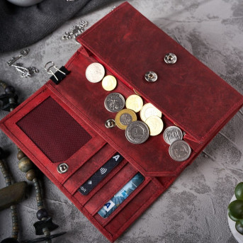 PORTFEL DAMSKI SKÓRZANY CZERWONY W KWIATY RFID PAOLO PERUZZI T-44-RD