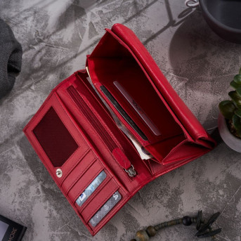 PORTFEL DAMSKI CZERWONY SKÓRZANY PAOLO PERUZZI T-45-RD