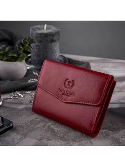 CZERWONY PORTFEL DAMSKI KLASYCZNY ZE SKÓRY PAOLO PERUZZI T-34-RD