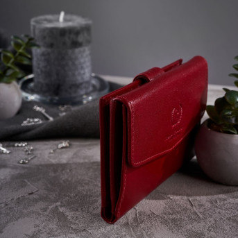 CZERWONY PORTFEL DAMSKI KLASYCZNY ZE SKÓRY PAOLO PERUZZI T-34-RD