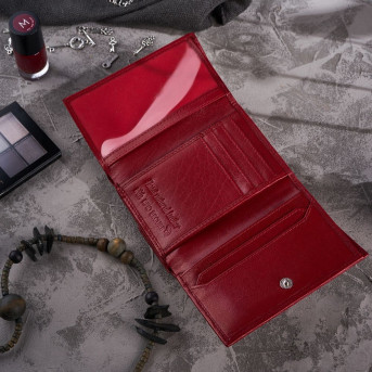 PORTFEL DAMSKI KLASYCZNY SKÓRZANY CZERWONY PAOLO PERUZZI T-32-RD