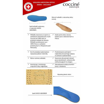 WKŁADKI DO BUTÓW MEDYCZNE COCCINE ORTHO AMON rozm. 39-40