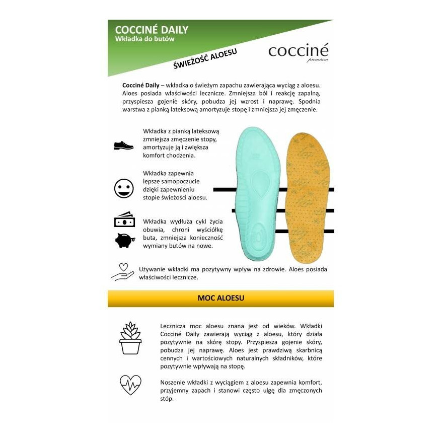 WKŁADKI DO BUTÓW COCCINE DAILY WITH ALOE VERA rozm. 39-40