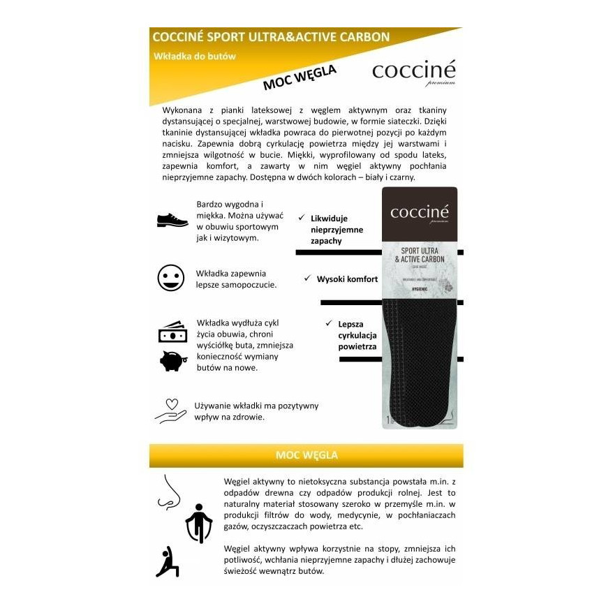 COCCINE WKŁADKI SPORT ULTRA&ACTIVE CARBON rozm.43-44