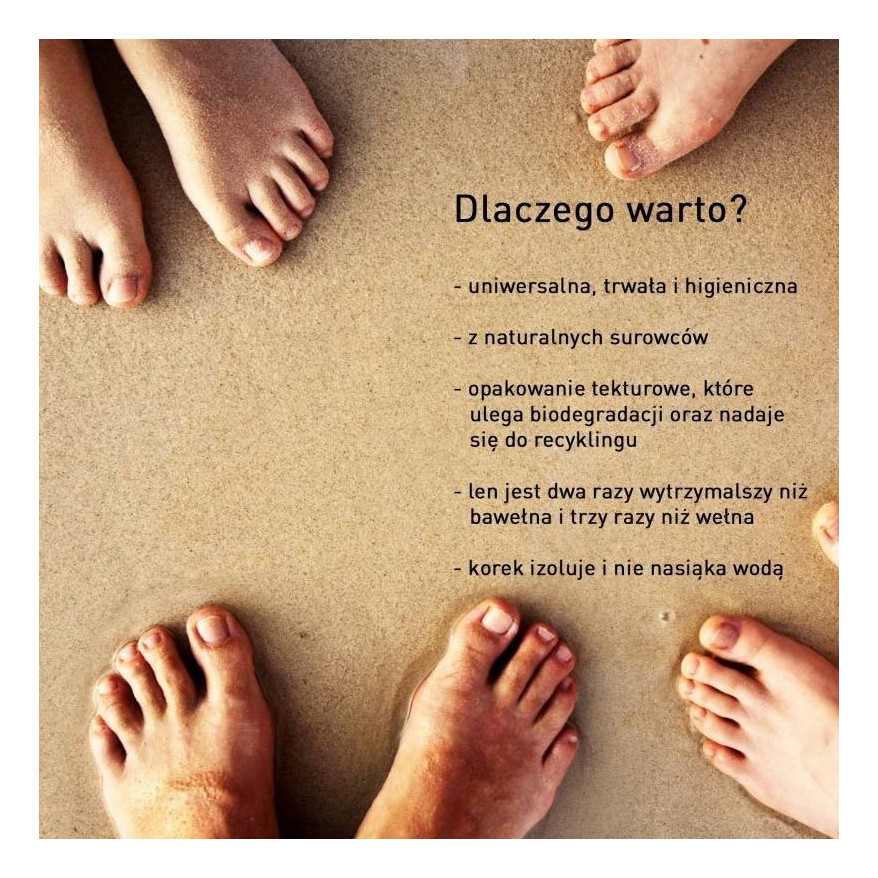 NATURALNE WKŁADKI EKO LEN NA KORKU rozm. 35-36