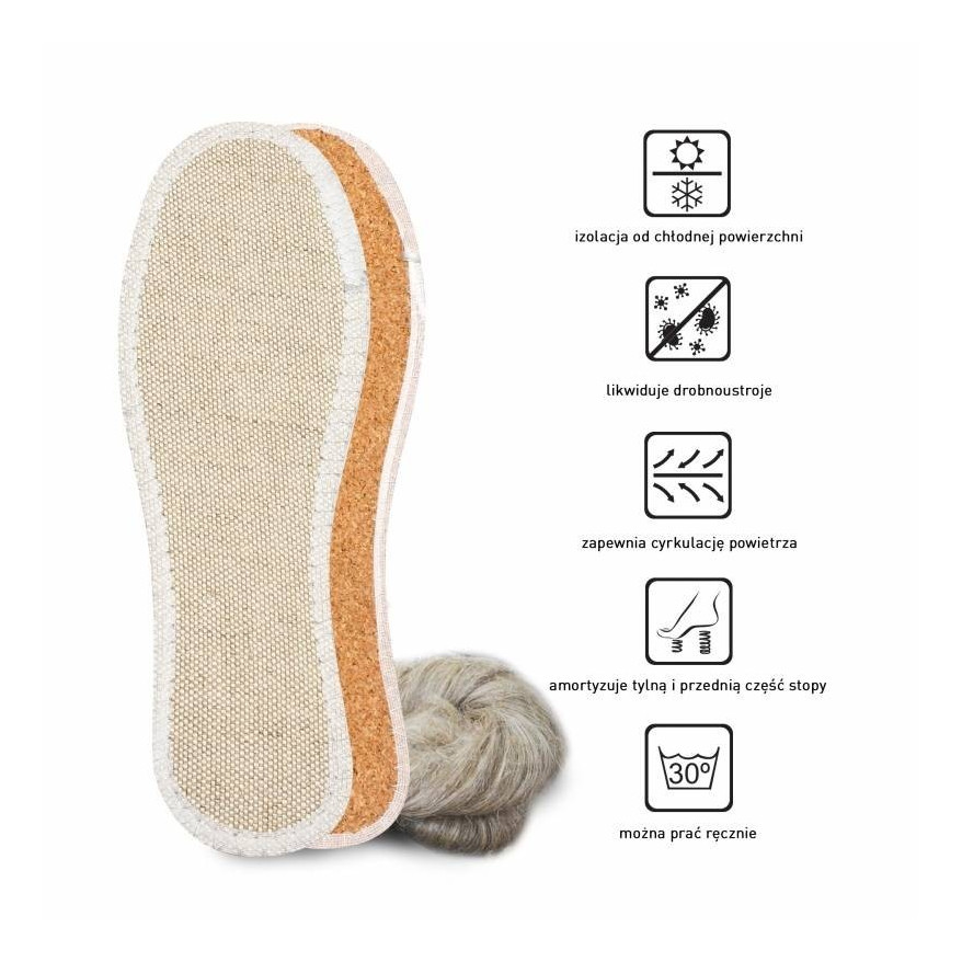 NATURALNE WKŁADKI EKO LEN NA KORKU rozm. 39-40