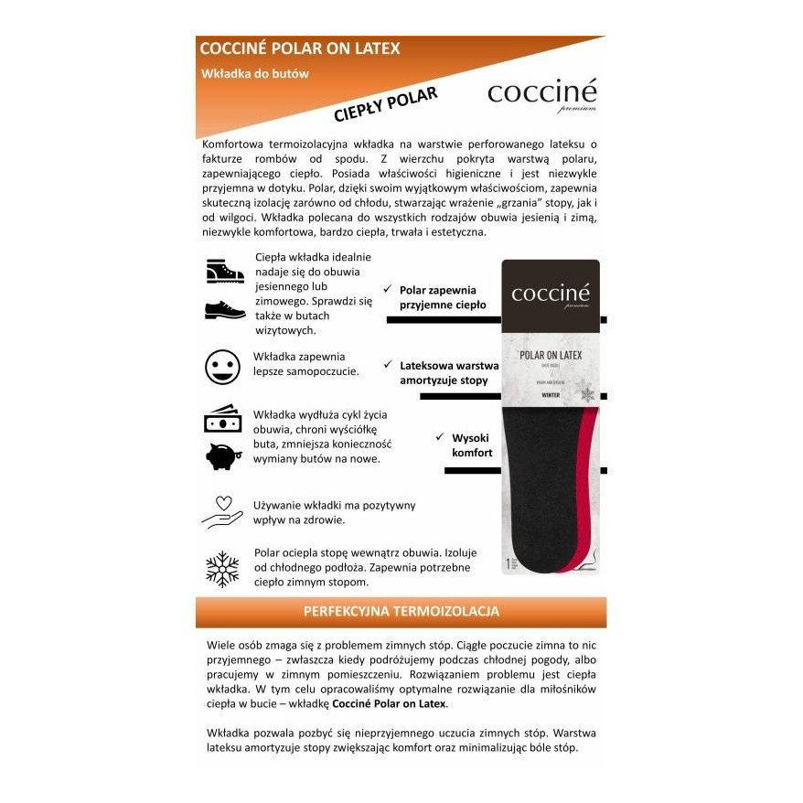 ZIMOWE WKŁADKI DO BUTÓW POLAR ON LATEX rozm. 42