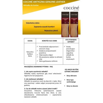 SKÓRZANE WKŁADKI DO BUTÓW COCCINE GENUINE LEATHER rozm 43-44