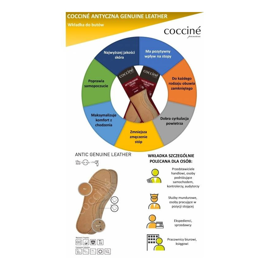 SKÓRZANE WKŁADKI DO BUTÓW COCCINE GENUINE LEATHER rozm 45-46