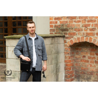 SKÓRZANA SASZETKA MĘSKA NA RAMIĘ PAOLO PERUZZI Z-17-BL