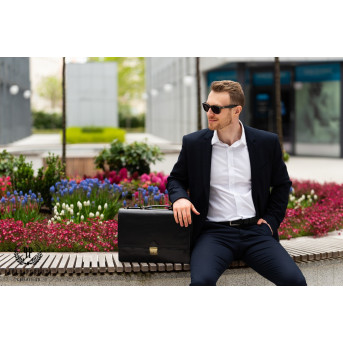 SKÓRZANA KLASYCZNA AKTÓWKA TECZKA MĘSKA PAOLO PERUZZI N01-BL