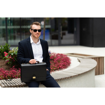 SKÓRZANA KLASYCZNA AKTÓWKA TECZKA MĘSKA PAOLO PERUZZI N01-BL