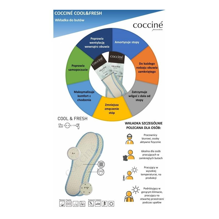 WKŁADKI DO BUTÓW COCCINE COOL&FRESH r.45