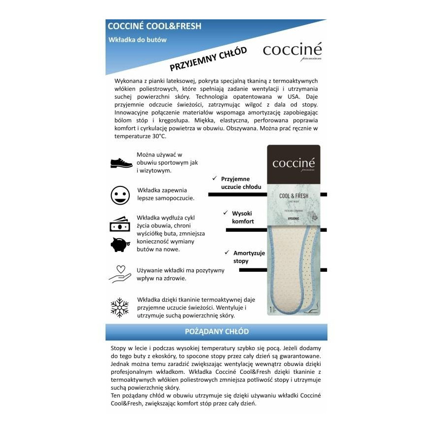 WKŁADKI DO BUTÓW COCCINE COOL&FRESH r.45