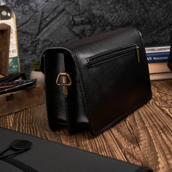 CZARNA ELEGANCKA SKÓRZANA SASZETKA MĘSKA PAOLO PERUZZI N06-BL