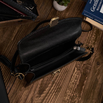 CZARNA ELEGANCKA SKÓRZANA SASZETKA MĘSKA PAOLO PERUZZI N06-BL