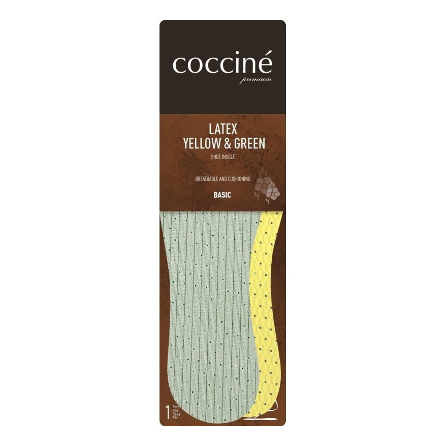 WKŁADKI DO BUTÓW LATEX YELLOW&GREEN COCCINE r.39-40