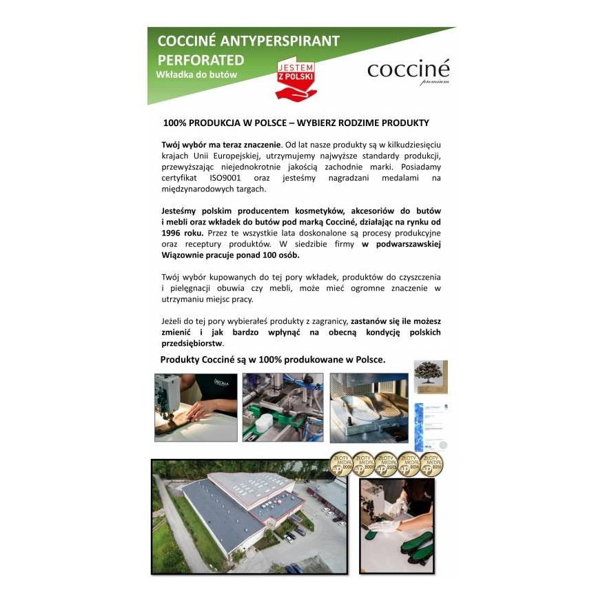 WKŁADKI DO BUTÓW PRZECIWPOTLIWE PERFOROWANE COCCINE r.37