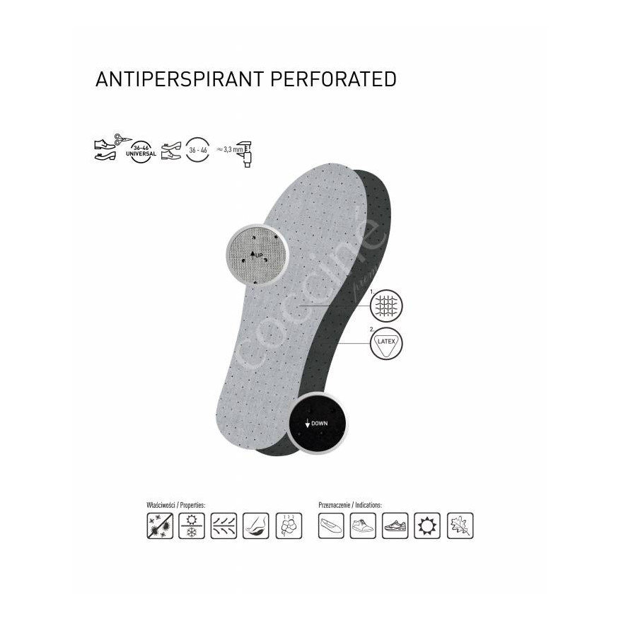 WKŁADKI DO BUTÓW PRZECIWPOTLIWE PERFOROWANE COCCINE r.39