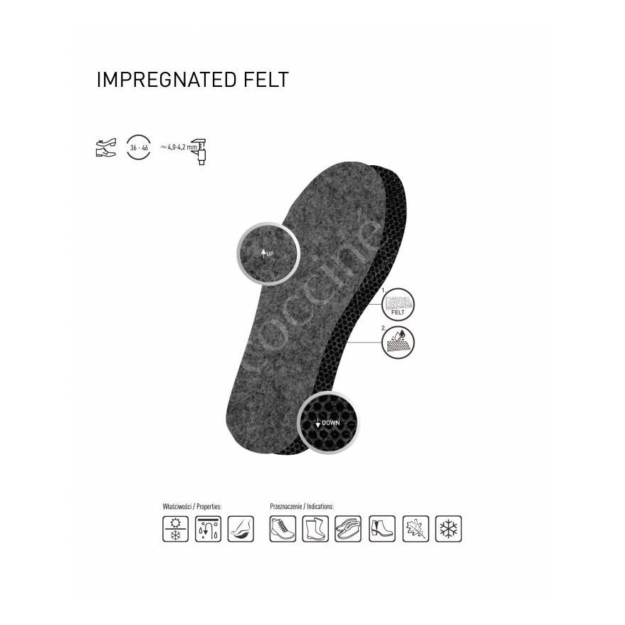 WKŁADKI DO BUTÓW COCCINE FILC IMPREGNOWANY rozm 41