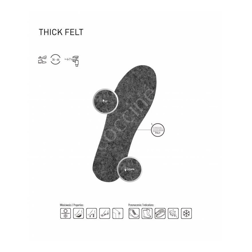WWKŁADKI DO BUTÓW OCIEPLAJĄCE GRUBY FILC COCCINE rozm 44