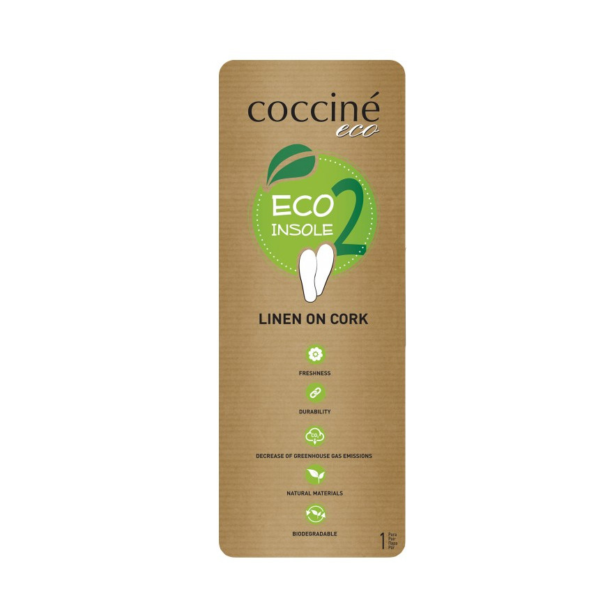EKOLOGICZNE WKŁADKI DO BUTÓW LEN NA KORKU COCCINE rozm 43-44