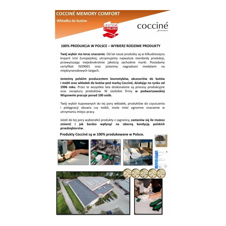 WKŁADKI DO BUTÓW MEMORY COMFORT COCCINE r.46 103022