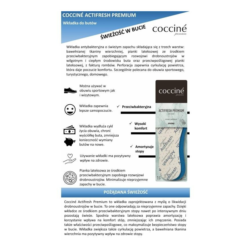 WKŁADKI ODŚWIEŻAJĄCE DO BUTÓW ACTIFRESH PREMIUM COCCINE r.37 103023