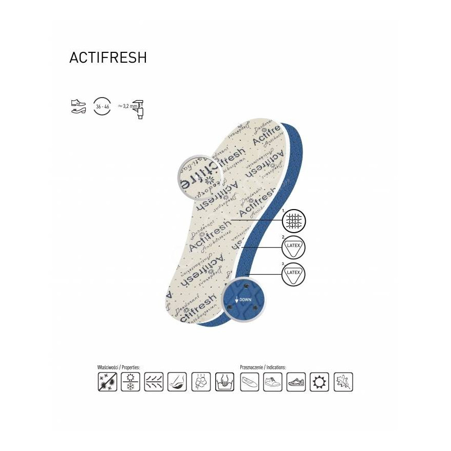 WKŁADKI ODŚWIEŻAJĄCE DO BUTÓW ACTIFRESH PREMIUM COCCINE r.40 103023
