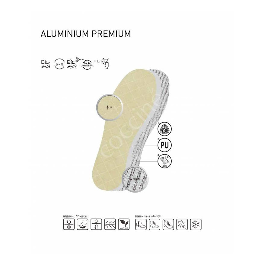 ZIMOWE WKŁADKI DO BUTÓW COCCINE ALUMINIUM PREMIUM r.42 1032012