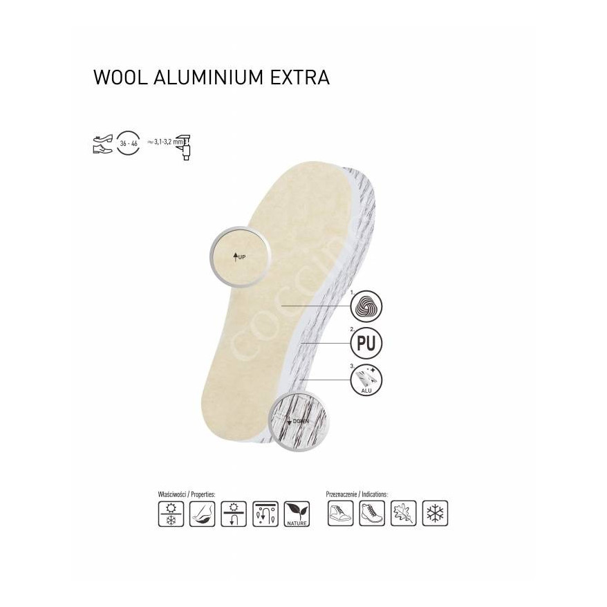 WKŁADKI TERMOIZOLACYJNE WEŁNA NA ALUMINUM EXTRA COCCINE r.38 1032016
