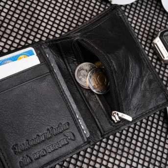 PORTFEL MĘSKI SKÓRZANY Z OCHRONĄ RFID T-54-BL