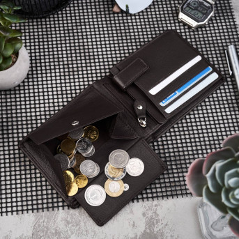 PORTFEL MĘSKI SKÓRZANY Z OCHRONĄ RFID PAOLO PERUZZI T-48-BR