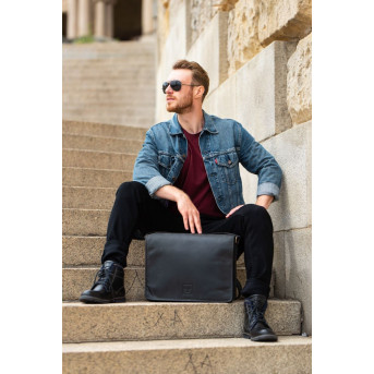 TORBA MĘSKA NA RAMIĘ CZARNA VINTAGE PAOLO PERUZZI T-06-BL