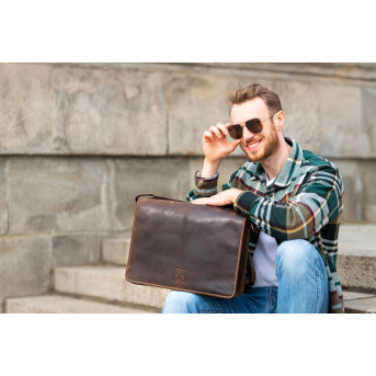 TORBA MĘSKA NA RAMIĘ BRĄZOWA VINTAGE PAOLO PERUZZI T-06-BR