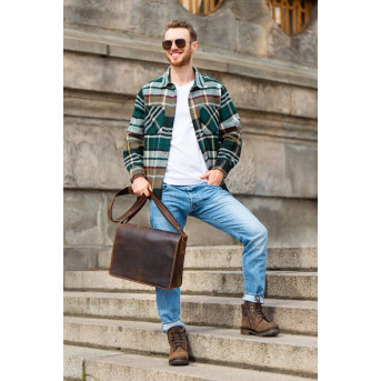 TORBA MĘSKA NA RAMIĘ BRĄZOWA VINTAGE PAOLO PERUZZI T-06-BR