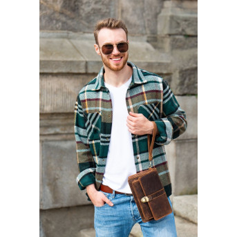 VINTAGE SASZETKA MĘSKA DO RĘKI SKÓRZANA PAOLO PERUZZI T-21-HBR